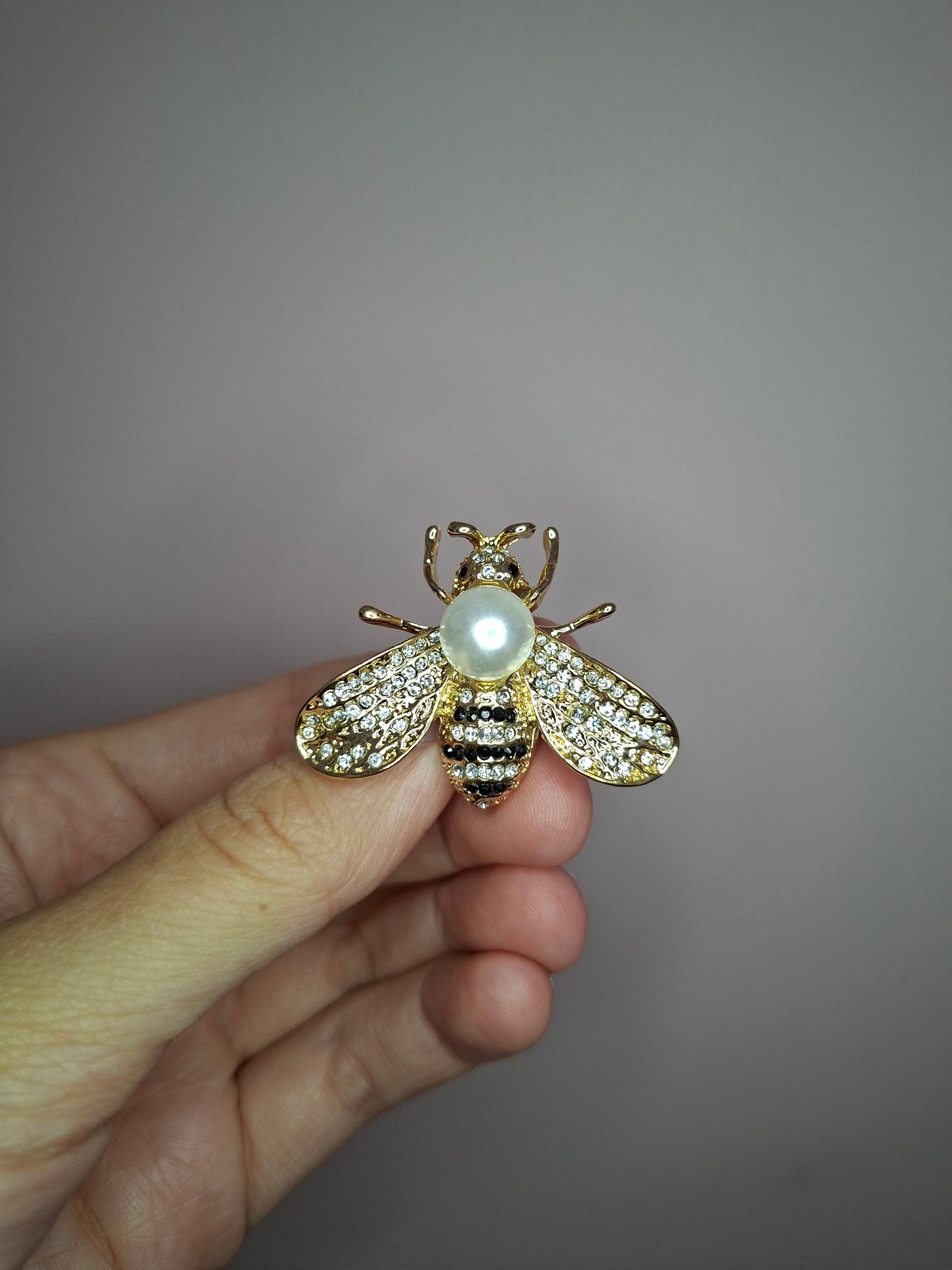 Broche XS Bij goud parel