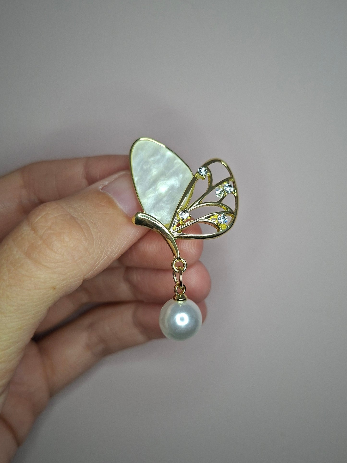 Broche XS Vlinder parel