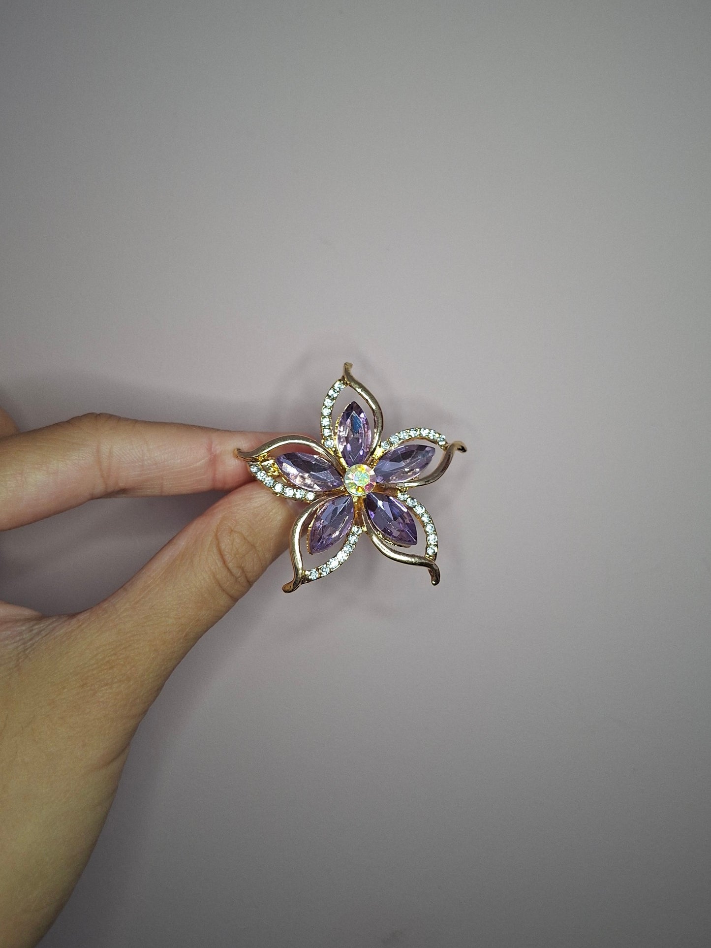 Broche M Steen Bloem Lila