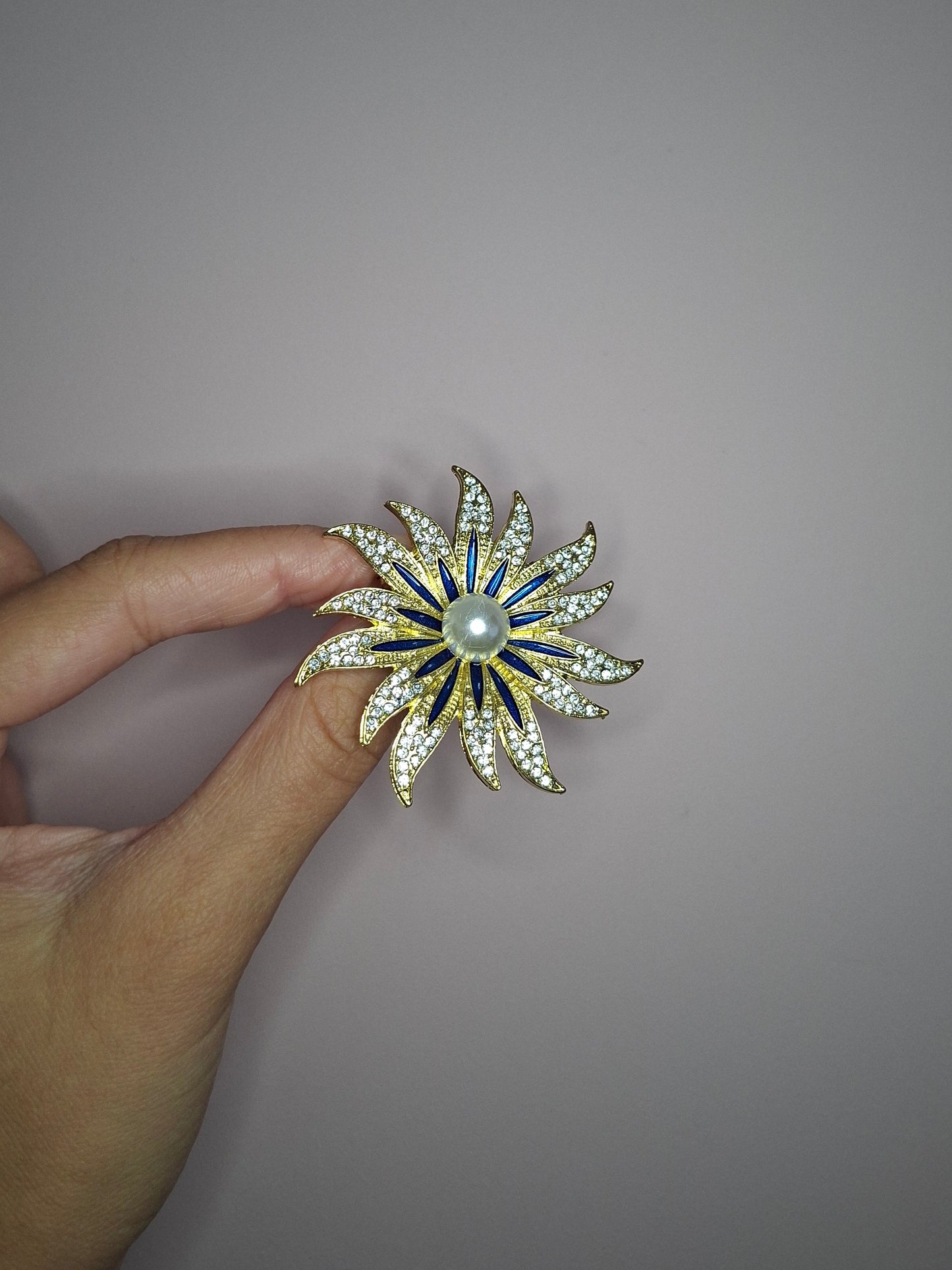 Broche M Goud Bloem Parel