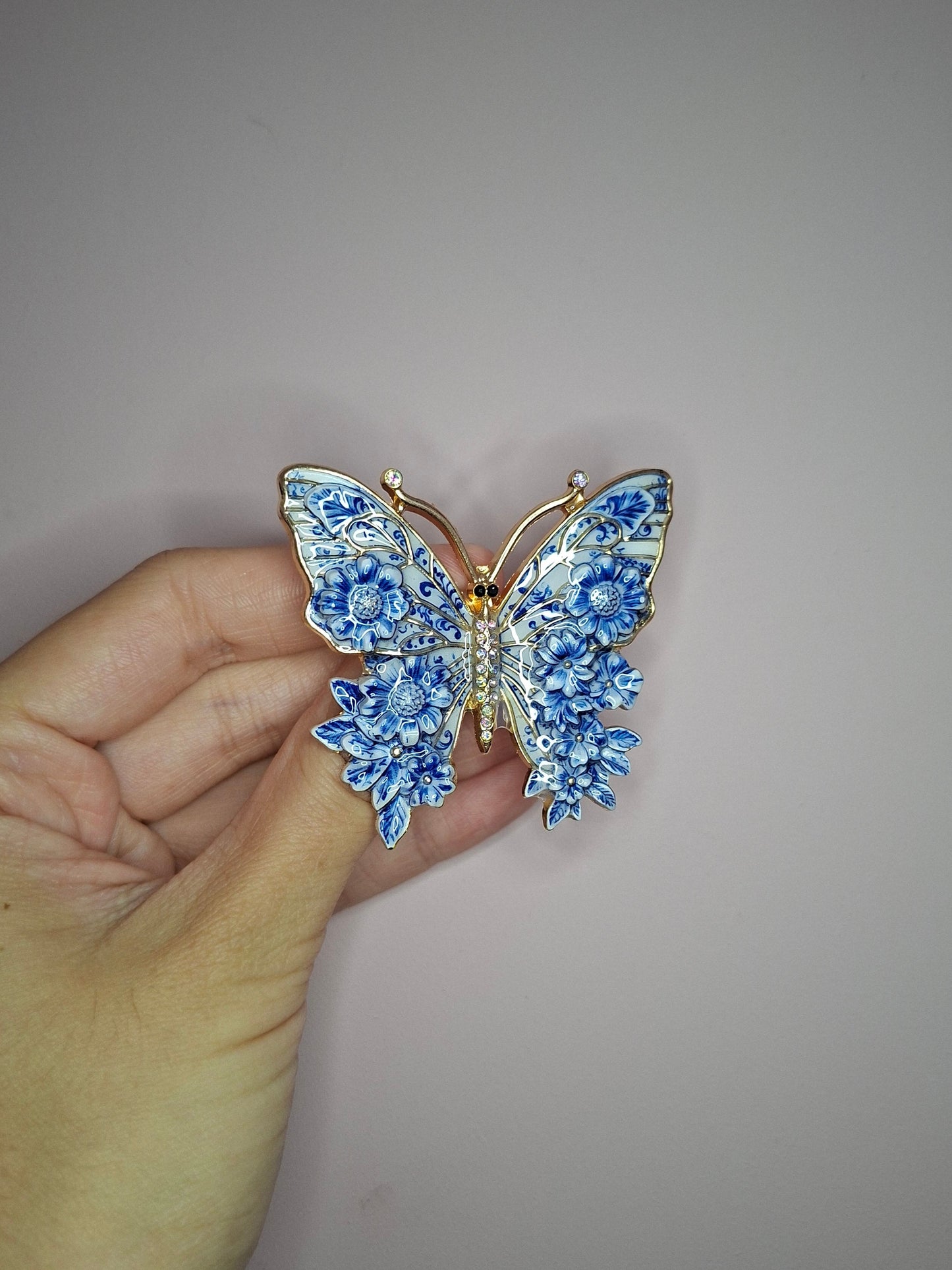Broche S Vlinder Bloemen Blauw