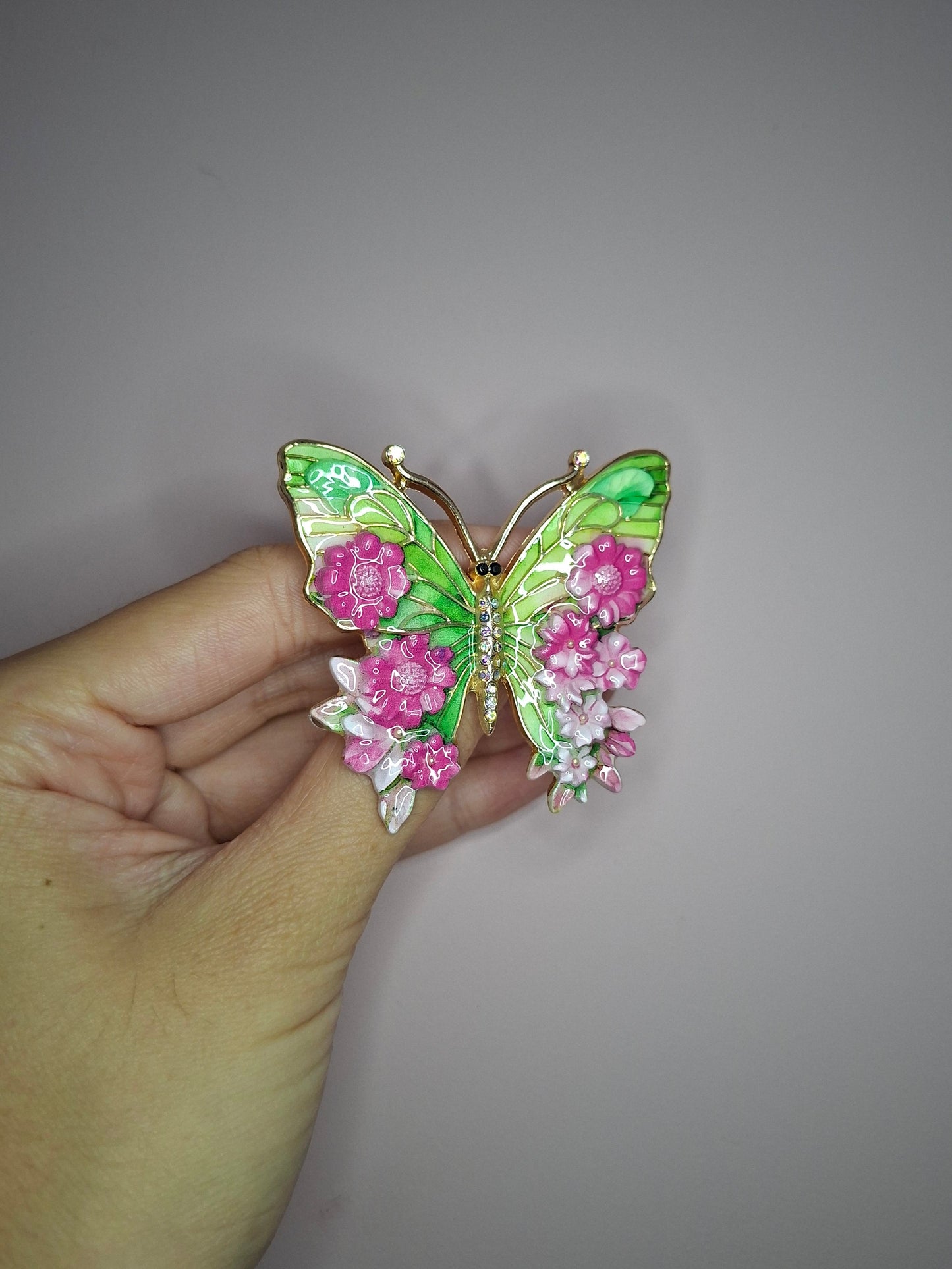 Broche S Vlinder Bloemen Roze