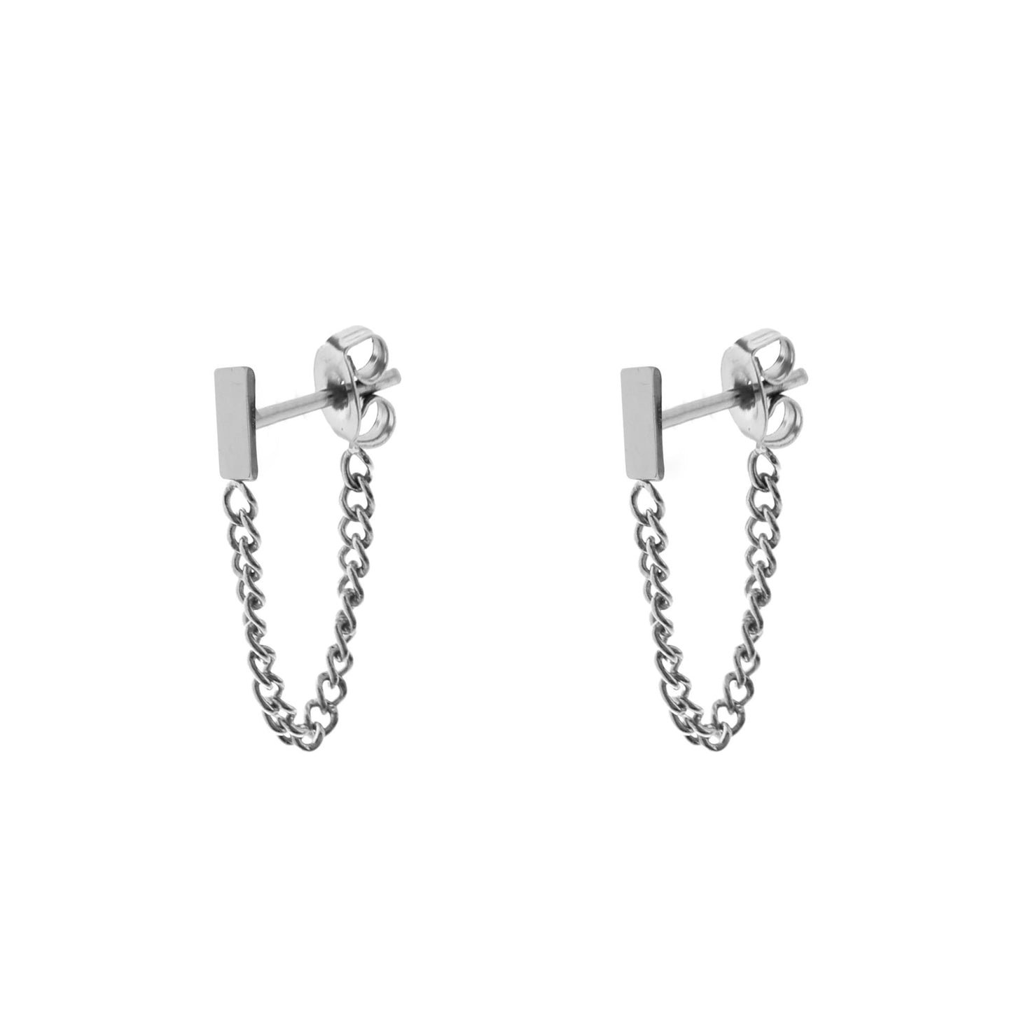 Oorbellen Studs With Cain Bar - Silver