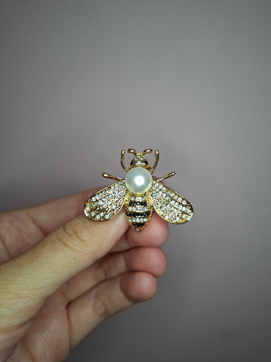 Broche XS Bij goud parel
