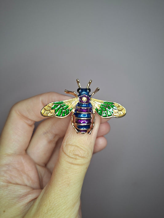 Broche XS Bug paars meerkleurig