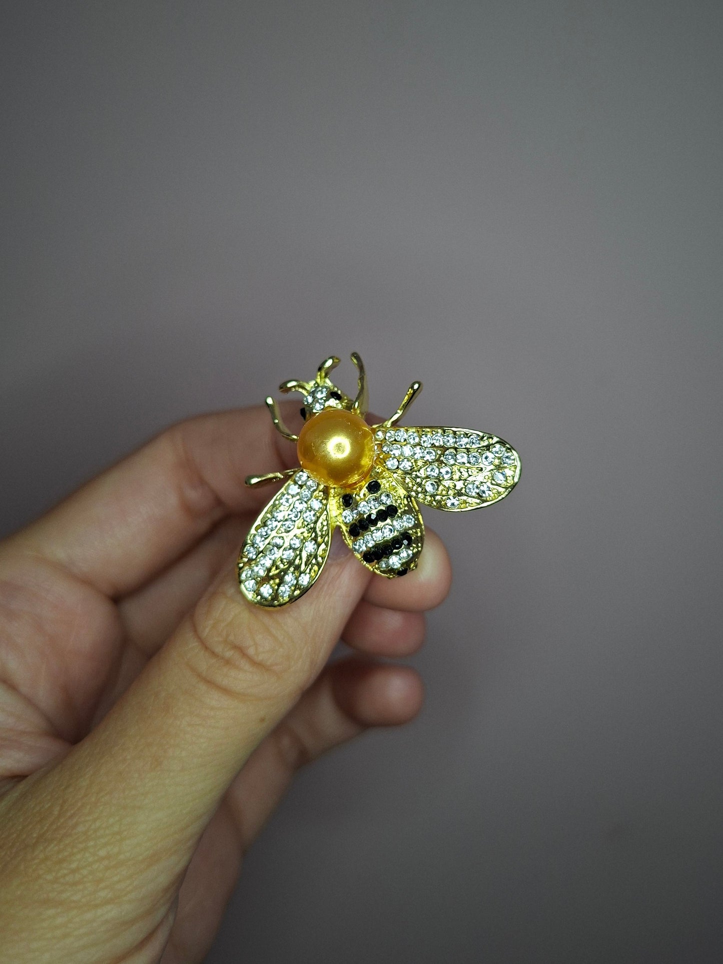 Broche XS Bij parel goud