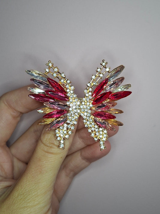 Broche M Vlinder steen rood