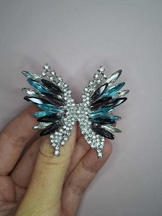 Broche M Vlinder steen blauw