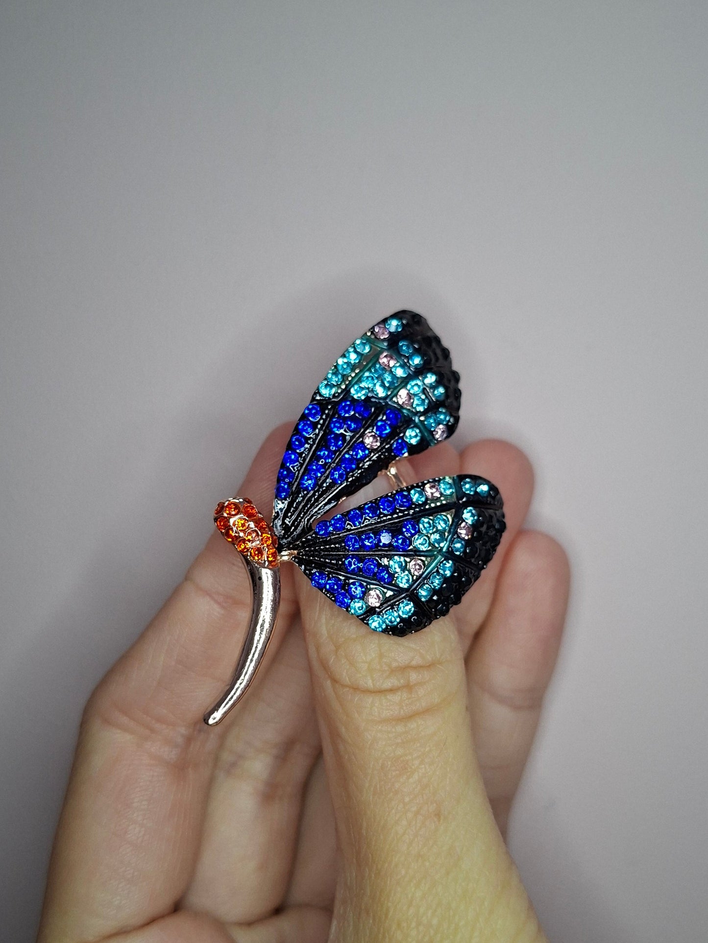 Broche M Vlindervleugel blauw