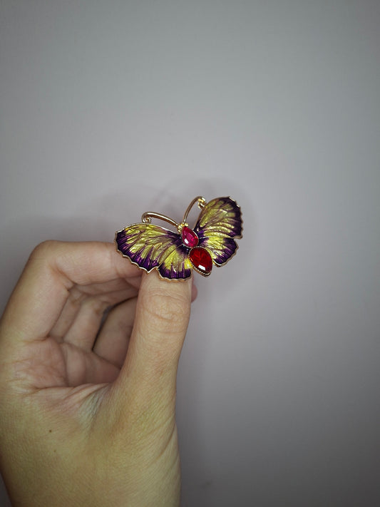 Broche XS Vlinder Geel/Paars