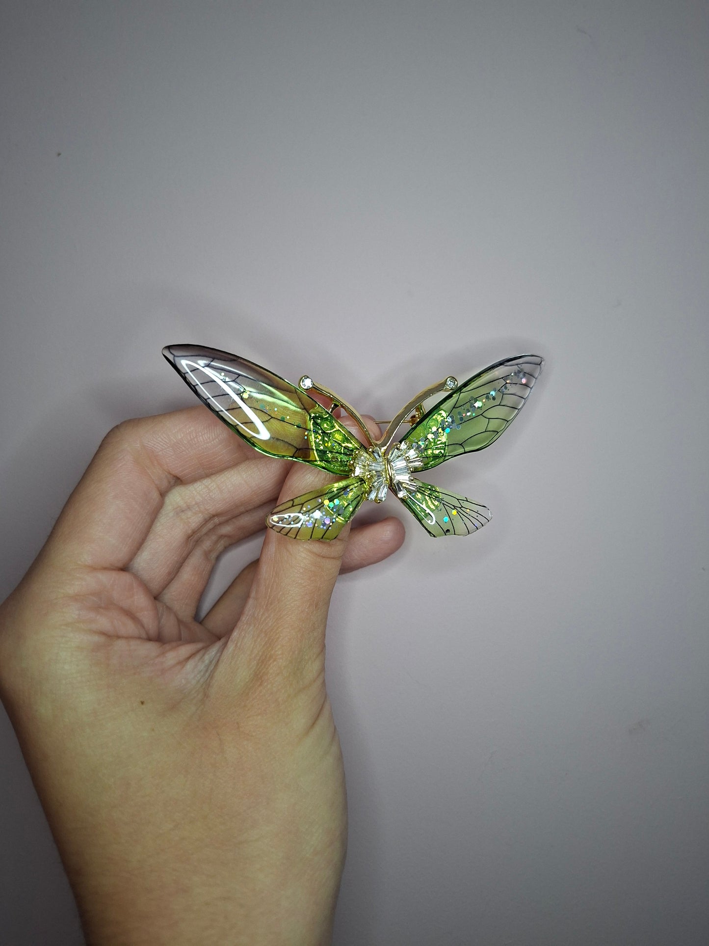 Broche M Vlinder Wings Groen