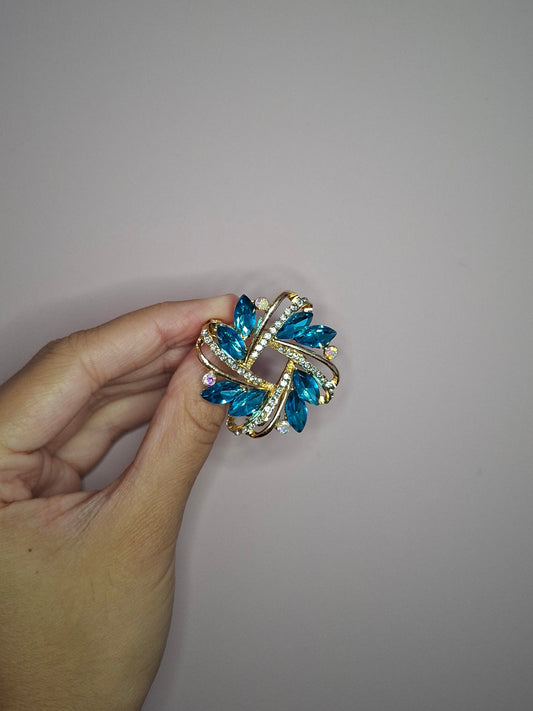 Broche M Steen Krans Blauw