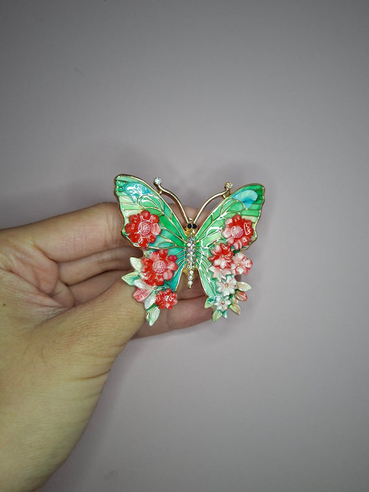 Broche S Vlinder Bloemen Rood