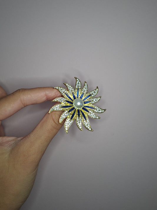 Broche M Goud Bloem Parel