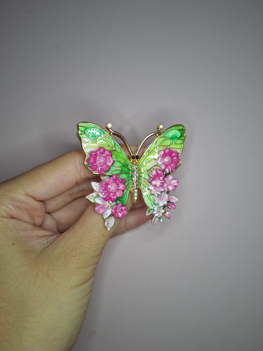Broche S Vlinder Bloemen Roze
