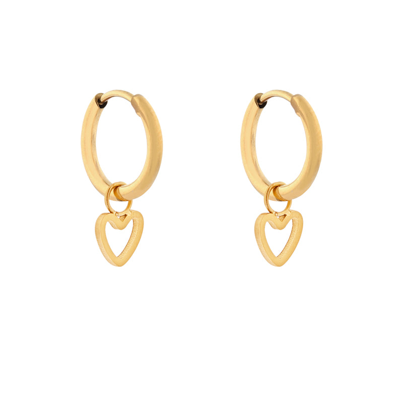 Oorbellen Met Bedel Open Heart - Gold