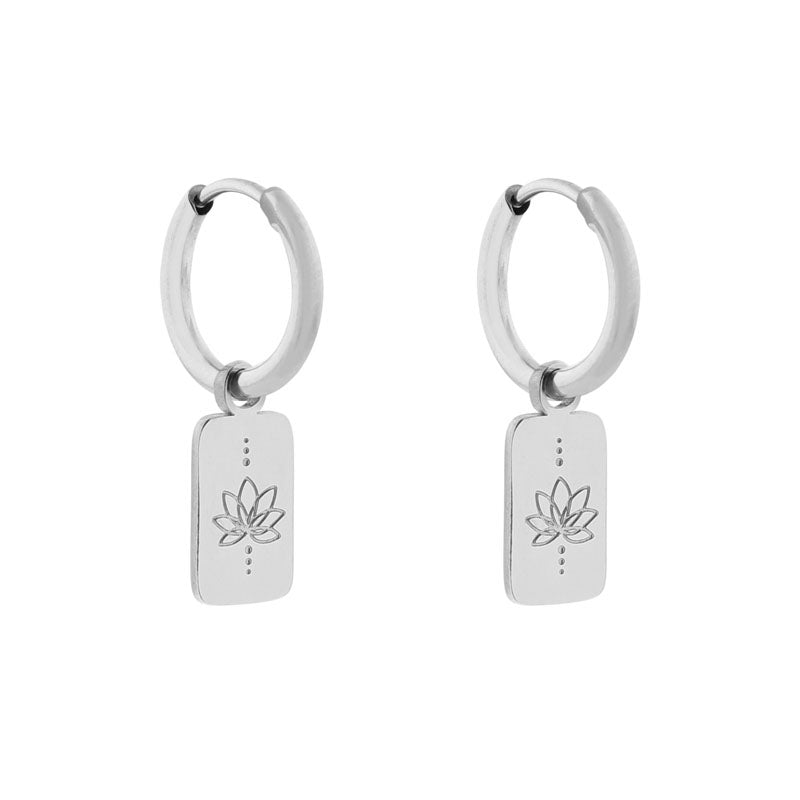 Oorbellen Met Bedel Lotus - Silver