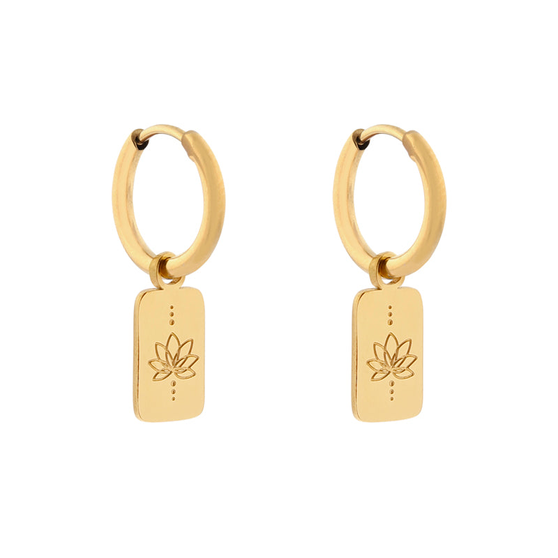 Oorbellen Met Bedel Lotus - Gold