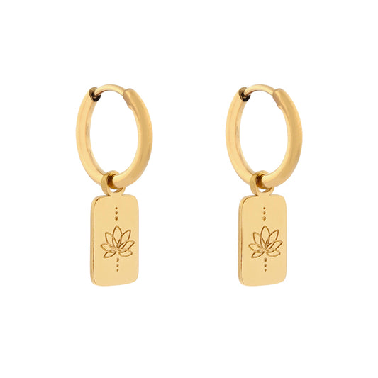 Oorbellen Met Bedel Lotus - Gold