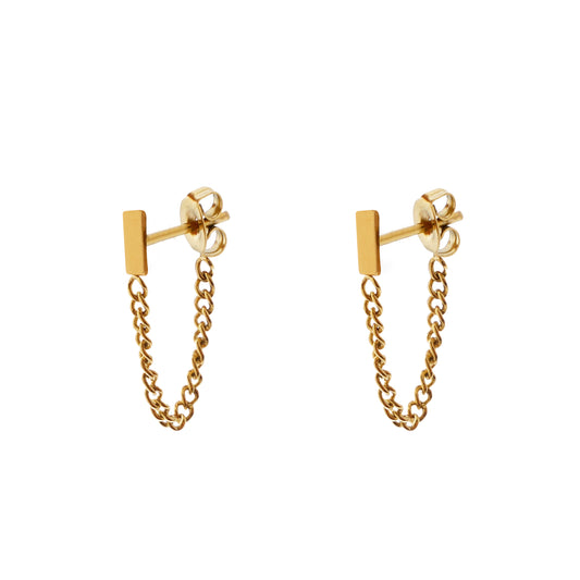 Oorbellen Studs With Cain Bar - Gold